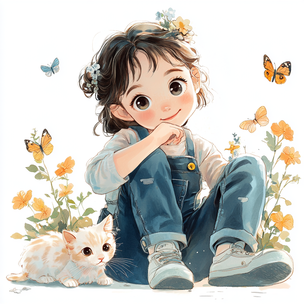 九游体育AI生图-女孩与猫咪(图1)
